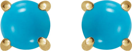 14K Yellow Gold 5 mm Natural Turquoise Earrings