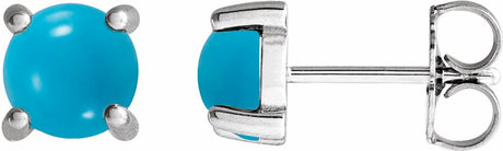 14K White Gold 5 mm Natural Turquoise Earrings