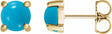 14K Yellow Gold 6 mm Natural Turquoise Earrings