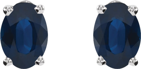 14K White Lab-Grown Blue Sapphire Earrings