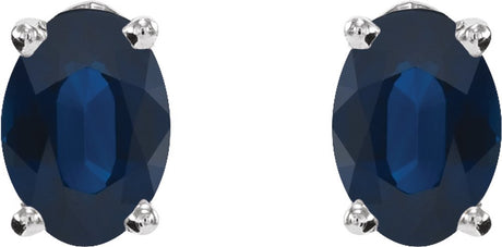 14K White Lab-Grown Blue Sapphire Earrings