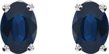 14K White Natural Blue Sapphire Earrings