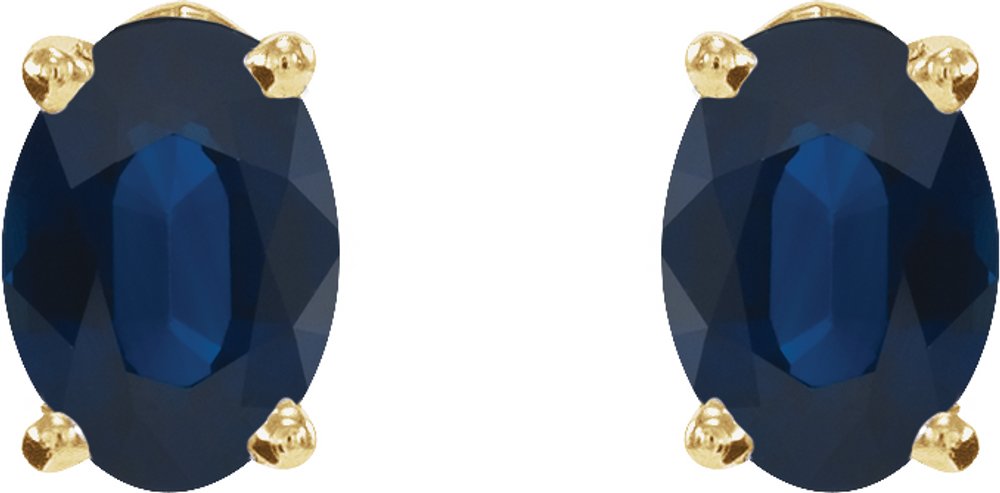 14K Yellow Natural Blue Sapphire Earrings