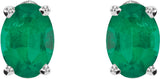 14K White Lab-Grown Emerald Earrings