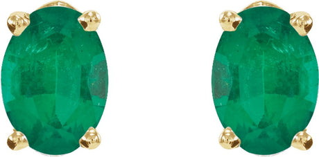 14K Yellow Lab-Grown Emerald Earrings