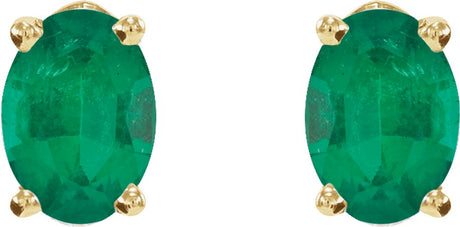 14K Yellow Gold Lab-Grown Emerald Earrings