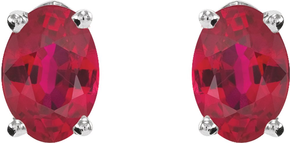 14K White Natural Ruby Earrings