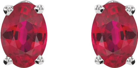 14K White Natural Ruby Earrings