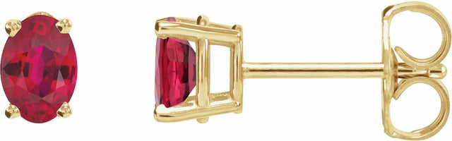 14K Yellow Gold Lab-Grown Ruby Earrings