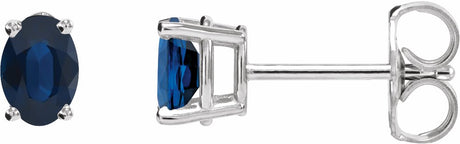 14K White Lab-Grown Blue Sapphire Earrings