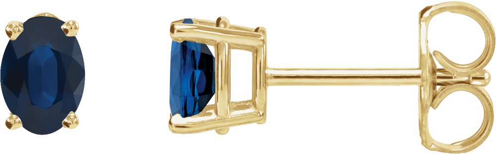 14K Yellow Lab-Grown Blue Sapphire Earrings