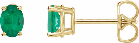 14K Yellow Lab-Grown Emerald Earrings