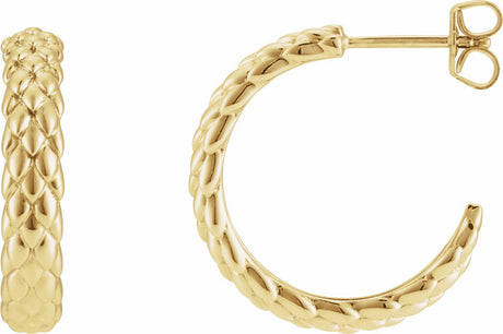 14K Yellow Gold 20.5 mm Scale Hoop Earrings