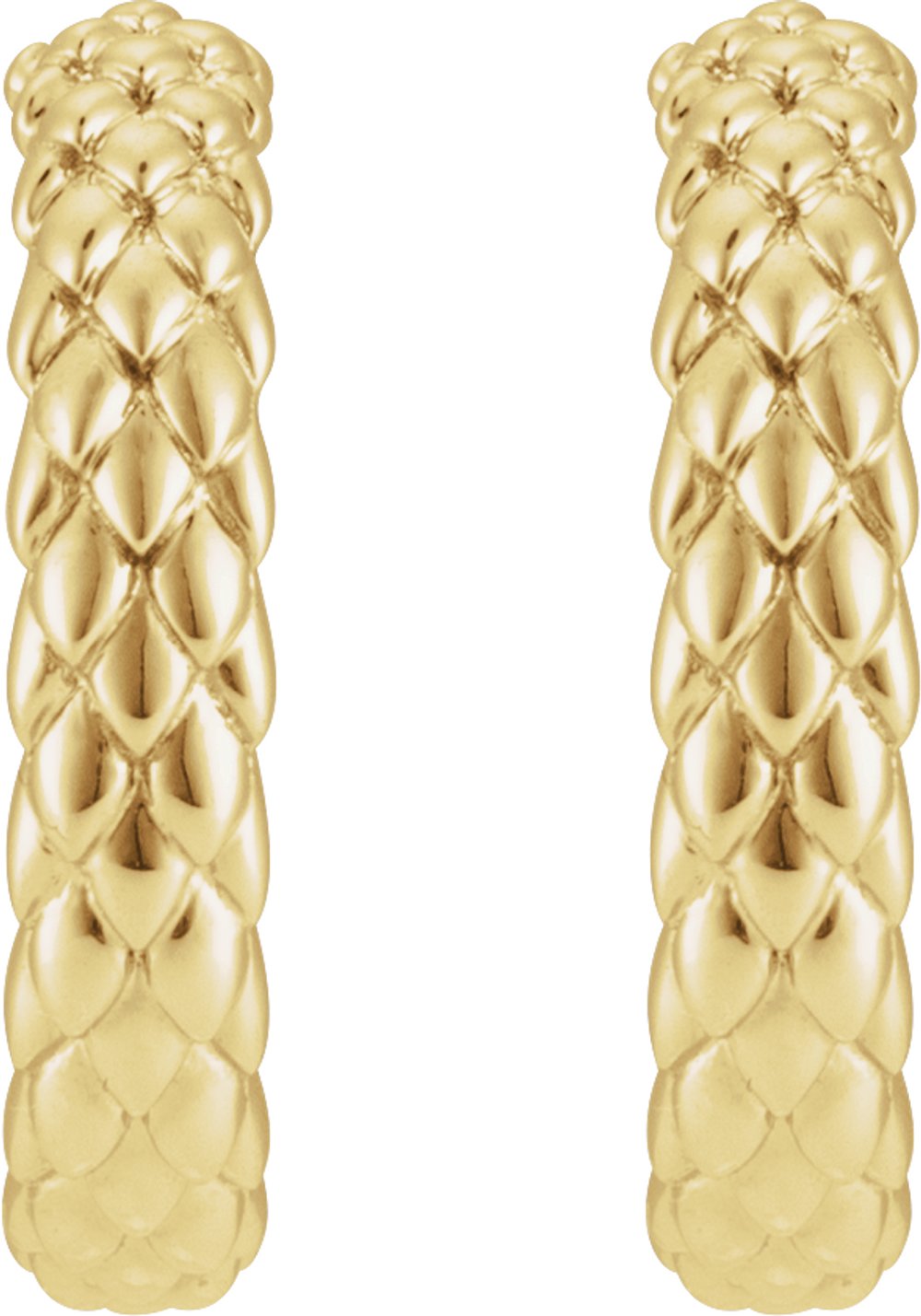 14K Yellow Gold 20.5 mm Scale Hoop Earrings