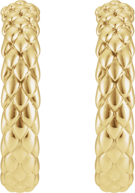 14K Yellow Gold 20.5 mm Scale Hoop Earrings