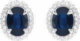 14K White Lab-Grown Blue Sapphire & 1/2 CTW Lab-Grown Diamond Double Halo-Style Earrings