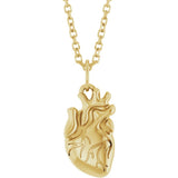 14K Yellow Gold Anatomical Heart 16-18" Necklace