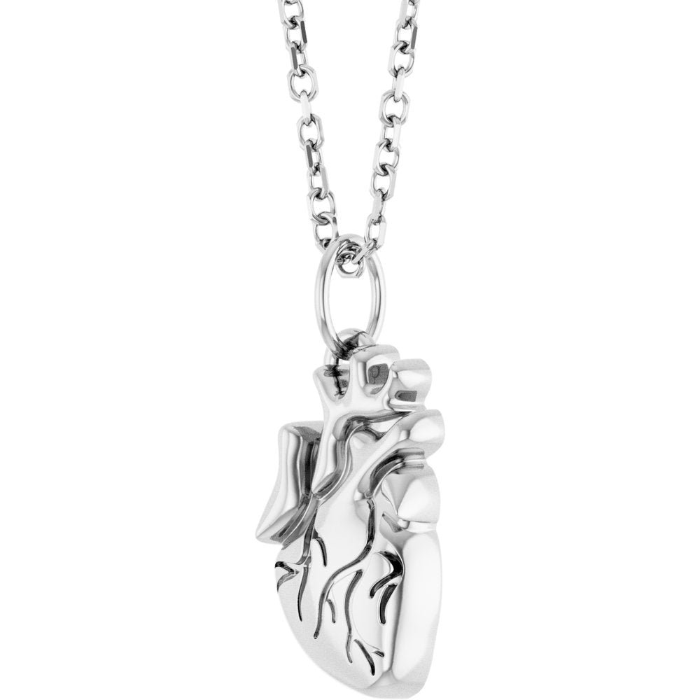 Sterling Silver Anatomical Heart 16-18" Necklace