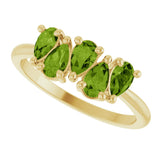 14K Yellow Natural Peridot Five-Stone Ring