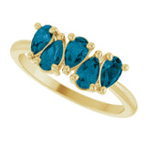14K Yellow Natural London Blue Topaz Five-Stone Ring