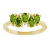 14K Yellow Natural Peridot Five-Stone Ring