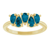 14K Yellow Natural London Blue Topaz Five-Stone Ring