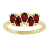 14K Yellow Natural Mozambique Garnet Five-Stone Ring