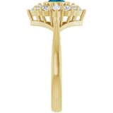 14K Yellow Gold Natural London Blue Topaz & 3/8 CTW Lab-Grown Diamond Halo-Style Ring