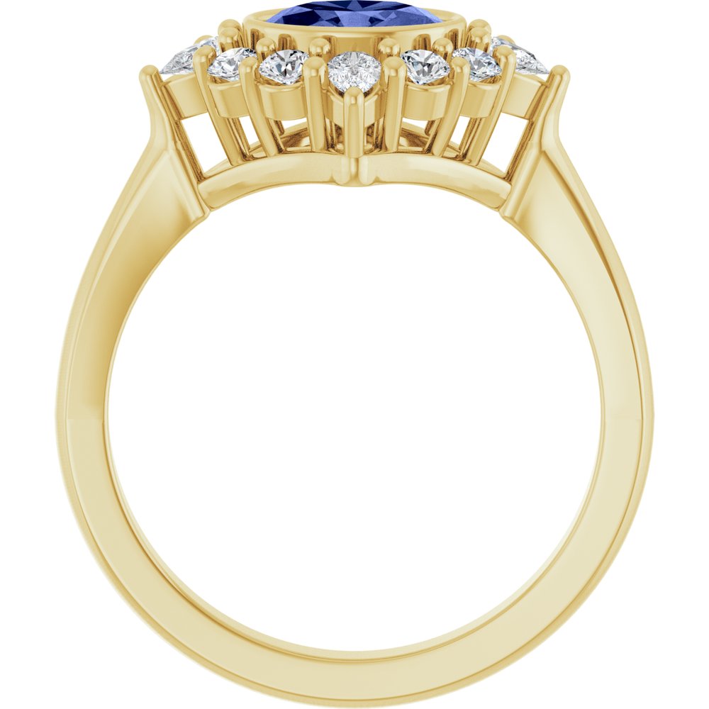 14K Yellow Natural Tanzanite & 3/8 CTW Lab-Grown Diamond Halo-Style Ring