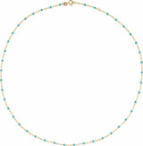 14K Yellow 2 mm Adjustable Turquoise Enamel Bead 19-20" Chain