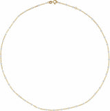14K Yellow Gold 2 mm Adjustable White Enamel Bead 19-20" Chain