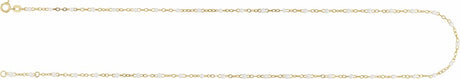 14K Yellow 2 mm Adjustable White Enamel Bead 19-20" Chain