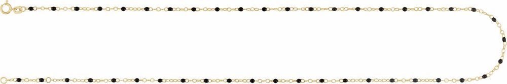 14K Yellow 2 mm Adjustable Black Enamel Bead 17-18" Chain