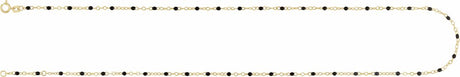 14K Yellow Gold 2 mm Adjustable Black Enamel Bead 17-18" Chain