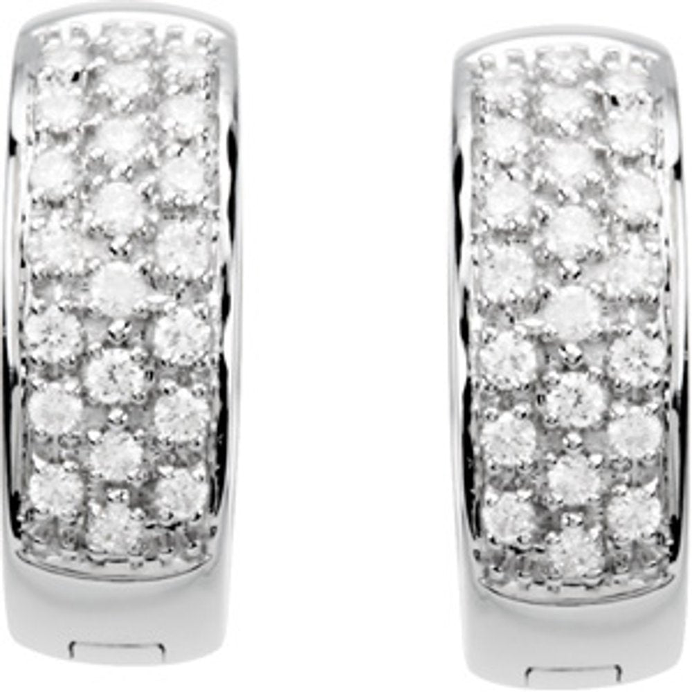 14K White Gold 1/3 CTW Natural Diamond Huggie Earrings