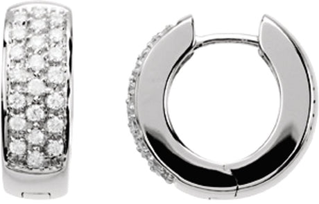 14K White Gold 1/3 CTW Natural Diamond Huggie Earrings