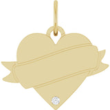 14K Yellow .005 CT Natural Diamond Engravable Heart Pendant