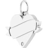 14K White .005 CT Natural Diamond Engravable Heart Pendant