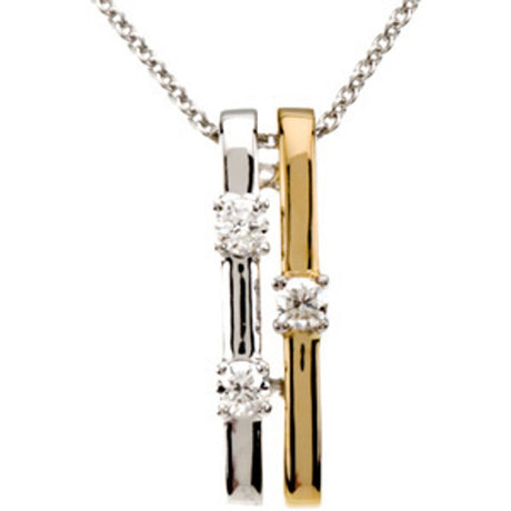 14K White/Yellow Gold 1/10 CTW Natural Diamond Bar 18" Necklace