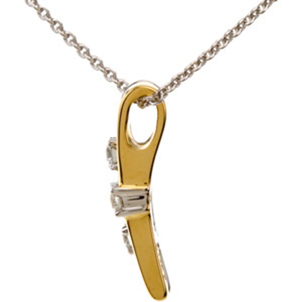 14K White/Yellow Gold 1/10 CTW Natural Diamond Bar 18" Necklace