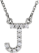 14K White Gold 1/10 CTW Natural Diamond Initial J 16" Necklace
