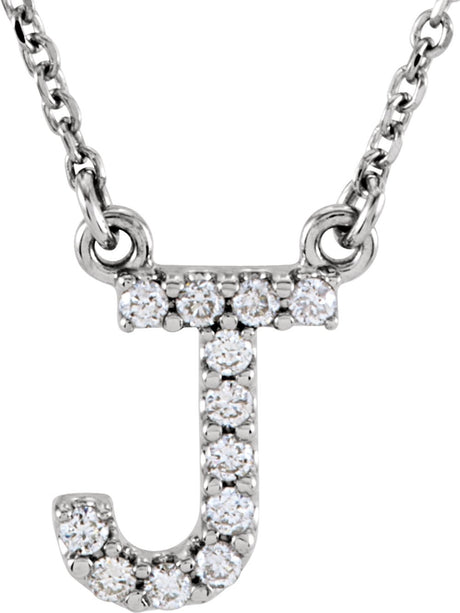 14K White Gold 1/10 CTW Natural Diamond Initial J 16" Necklace