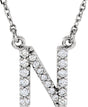 14K White 1/8 CTW Natural Diamond Initial N 16" Necklace