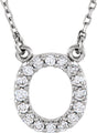 14K White 1/6 CTW Natural Diamond Initial O 16" Necklace