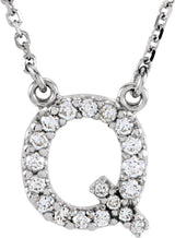 14K White Gold 1/6 CTW Natural Diamond Initial Q 16" Necklace