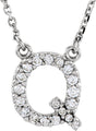 14K White Gold 1/6 CTW Natural Diamond Initial Q 16" Necklace