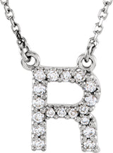 14K White Gold 1/8 CTW Natural Diamond Initial R 16" Necklace
