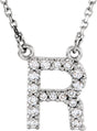 14K White Gold 1/8 CTW Natural Diamond Initial R 16" Necklace