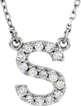 14K White 1/6 CTW Natural Diamond Initial S 16" Necklace