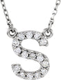 14K White 1/6 CTW Natural Diamond Initial S 16" Necklace